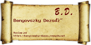 Benyovszky Dezső névjegykártya