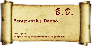 Benyovszky Dezső névjegykártya